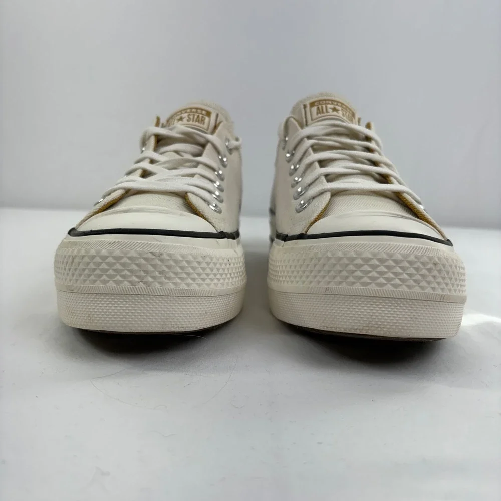 Converse Women's CTAS Lift Platform Egret/Navy/Burnt Honey Denim A03829F Size 7 - Picture 4 of 12